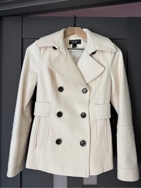 Victoria's Secret Ivory Double-Breasted Wool Peacoat
